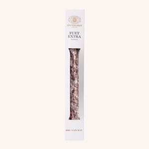 Casa Riera Ordeix Fuet extra bastonet de Vic in a cardboard box, piece 180 gr