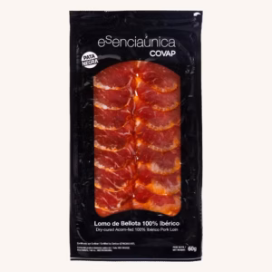 COVAP esenciaúnica Loin (lomo) of acorn-fed 100% Ibérico, dry-cured, from Andalusia, pre-sliced 60 gr