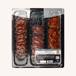 Ibérico Sierra Azuaga Ibérico (50%) de cebo cured meats platter with lomo (loin), chorizo and salchichón, pre-sliced 140 gr